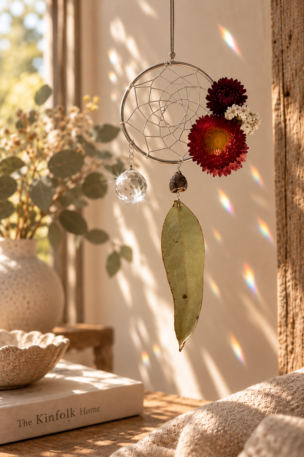 handmade dreamcatcher with real botanicals